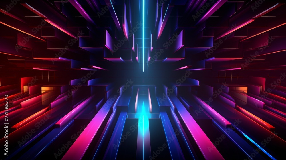 Aufkleber abstract neon light patterns on a dark background symbolizing the vibrancy and dynamism of urban nig