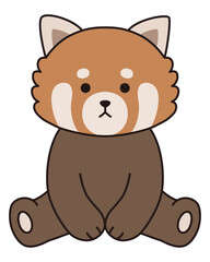 お座りしているレッサーパンダのベクターイラスト。アイコン、動物