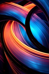 Abstract pattern of swirling neon lights AI generated illustration