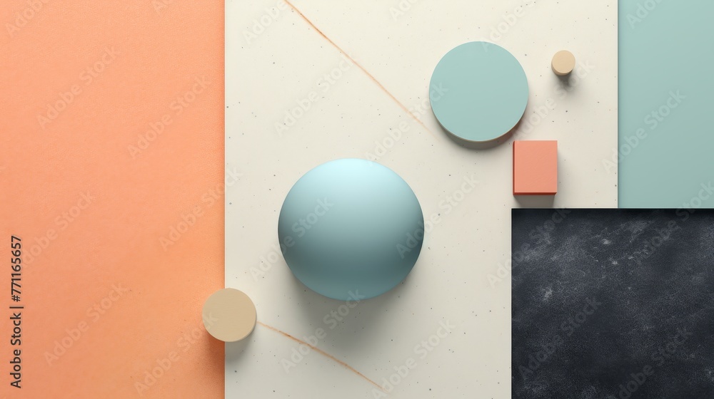 Poster an abstract background showcasing minimalism designed with a flat lay style and a top-down view leav