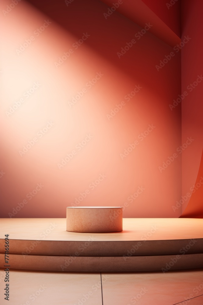 Poster an abstract minimalist background showcasing an empty premium podium under soft lighting ai generate