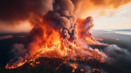 Selbstklebende Fototapeten Alaska wildfires up close and personal  AI generated illustration © Olive Studio