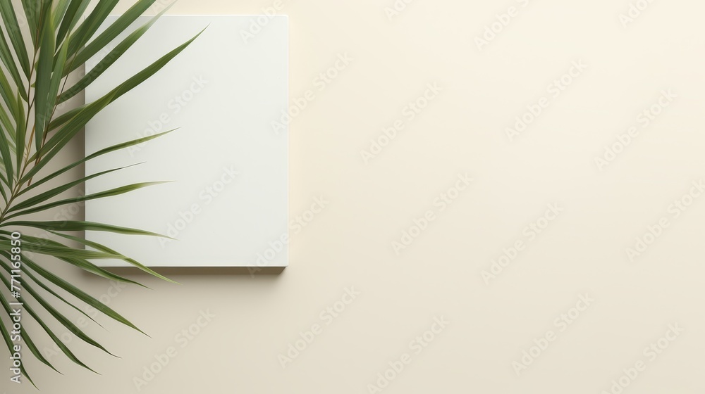 Aufkleber an aesthetically pleasing minimal abstract background in a flat lay style with a top view creating a