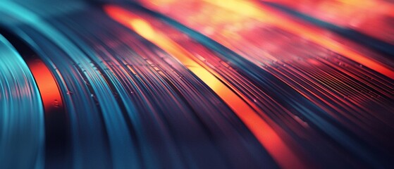 Retro vinyl record, macro, grooves detail, soft focus for a musical vintage background , 3D render