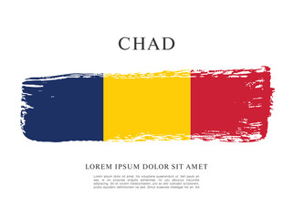 Obraz premium Flag of Chad, brush stroke background
