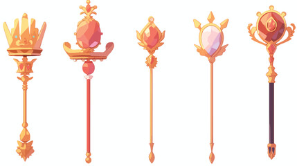 King scepter design Royal power wand insignia gold - obrazy, fototapety, plakaty