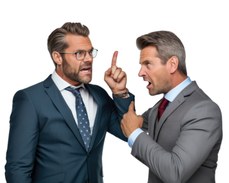 Business man with emotions and gesture transparent background