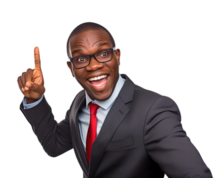 Business man with emotions and gesture transparent background
