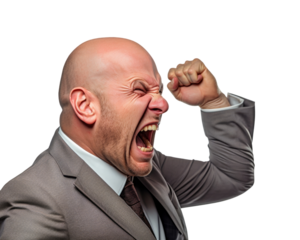 Business man with emotions and gesture transparent background