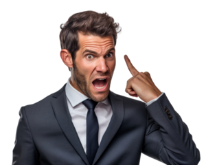 Business man with emotions and gesture transparent background
