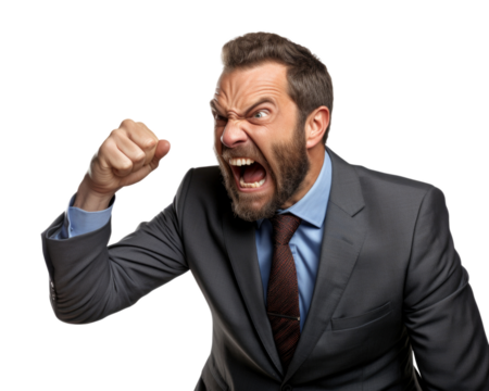 Business man with emotions and gesture transparent background