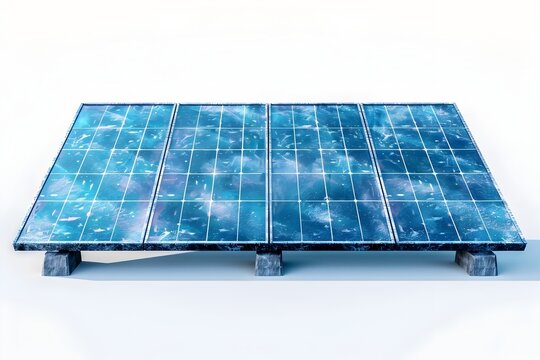 Vibrant Solar Power Panel In Watercolor Clipart With Glacial Tones And 3D Rendering