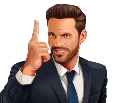 Business man with emotions and gesture transparent background
