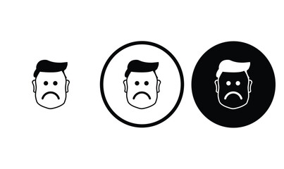 Worried emotion icon black outline for web site design 
and mobile dark mode apps 
Vector illustration on a white background