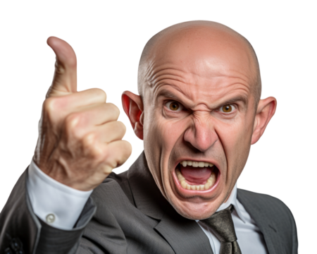 Business man with emotions and gesture transparent background