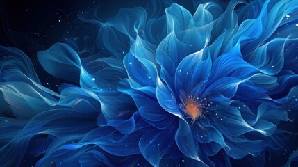 Cool Blue Floral Abstract Design with Depth and Movement - obrazy, fototapety, plakaty