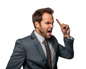 Business man with emotions and gesture transparent background