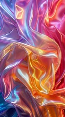 Fototapeta premium Abstract pearlescent gradient on hologram fabric iridescent rainbow foil shimmering texture luminous effect