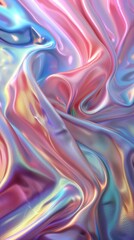 Obraz premium Abstract pearlescent gradient on hologram fabric iridescent rainbow foil shimmering texture luminous effect
