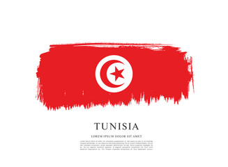 Flag of Tunisia, brush stroke background