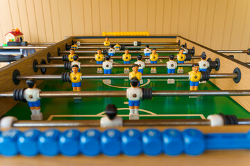 Foosball table game, close-up photography