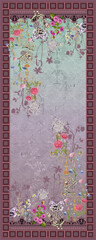 Suit Kurtid Digital Design Motif Flower Colorful Stock Illustration