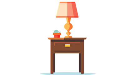 Nightstand with lamp in colorful silhouette on whit