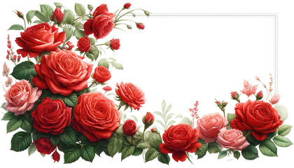 Delicate Red Rose . flowers, light watercolor, spring mood. Border