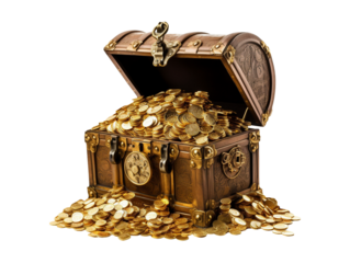 Gold chest isolated