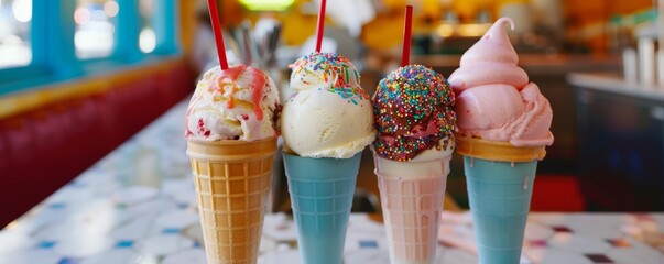 An ice cream bar reminiscent of a vintage soda shop