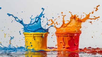 Paint splatter, eco-friendly paint, paint bucket