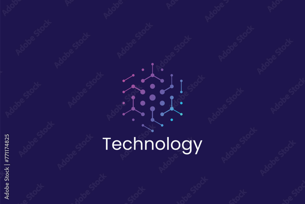 Canvas Prints Connection Technology Dots Logo for Business Network Communication Digital Block Chain