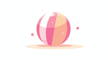 Pink beach ball over white flat cartoon vactor illu