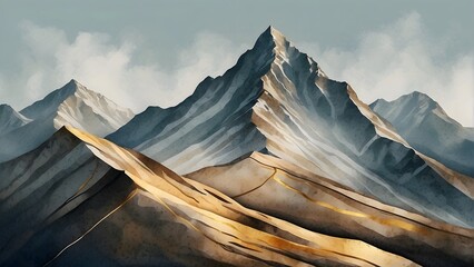view of the Himalayan mountains. watercolor