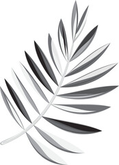 Black and white variety of tropical and forest leaves. illustration isolated on transparent, png. modern style