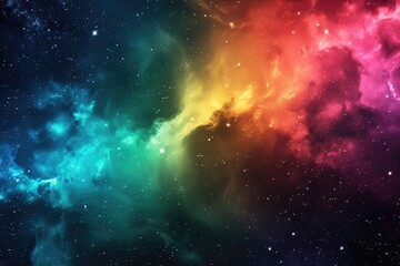 Dazzling outer space vistas in rainbow - obrazy, fototapety, plakaty