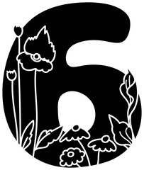 number fill alphabet letter handwritten font with flower decorative blossom nature.6