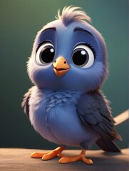 Fototapeta premium Cute bird, Child-friendly cartoon style, fantasy style