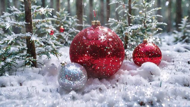 Christmas tree decorations, christmas background looping 4k video