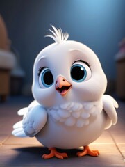 Cute dove, Child-friendly cartoon style, fantasy style