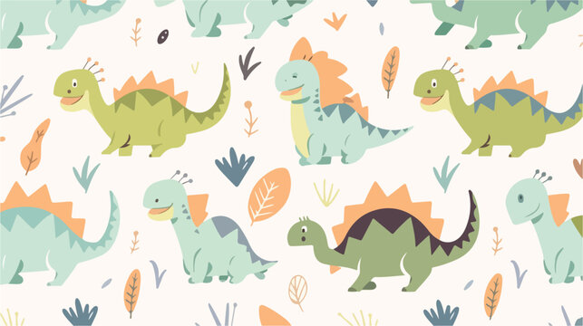 Seamless pattern dinosaur for kids textile or fabri