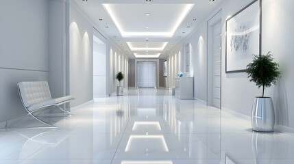 Obraz premium Modern white home showcase interior corridor