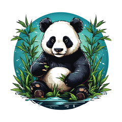 panda with bamboo cute animal from china