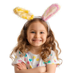 little girl in easter bunny ears