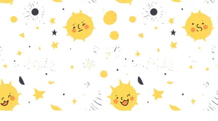 Tuinposter Seamless pattern with cute sun constellations stars © iclute
