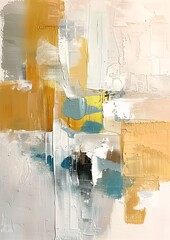 woman holding yellow umbrella white room abstract palette knife textures oil sharp offhand