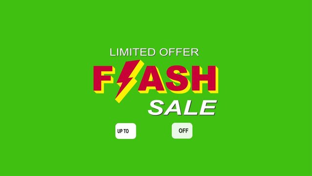 Animation of 10 percent discount flash sale for business advertising with green screen. Suitable for billboards and other advertisements