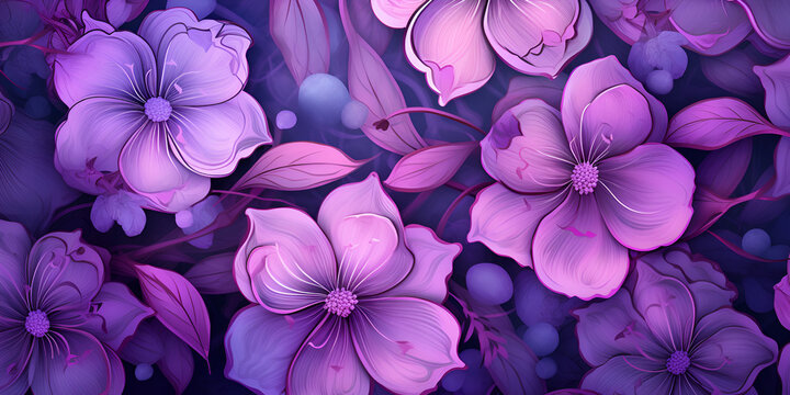 Purple flowers on a dark background