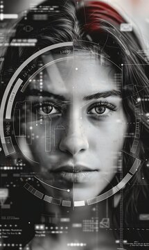 closeup womans face design juxtaposition dystopian key poster interconnections teen black cyborg shown protagonist parallelism terminals
