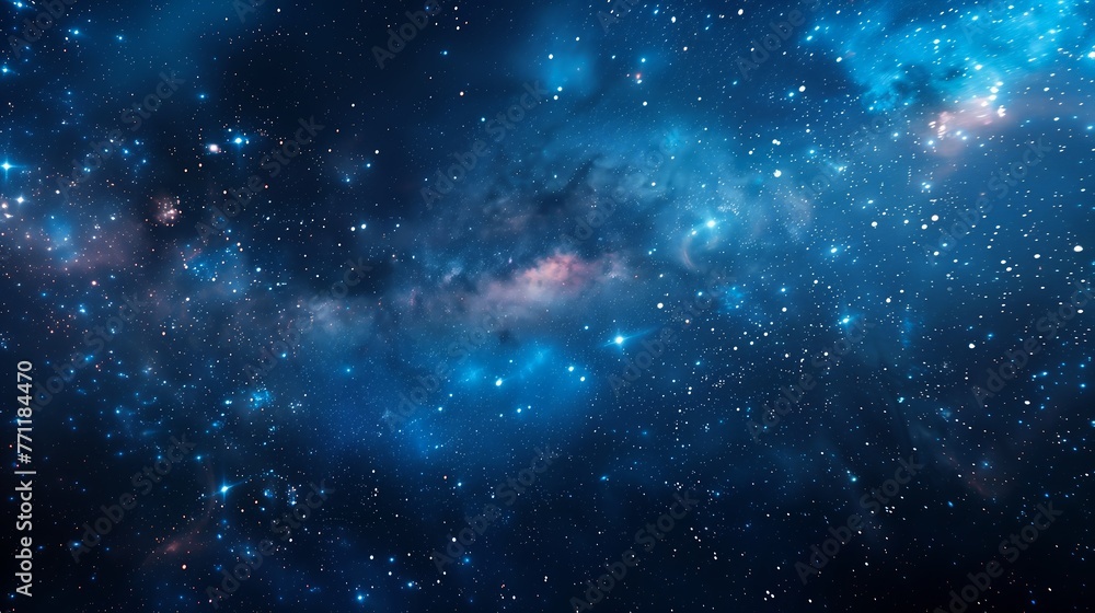 Wall mural blue galaxy stars night under starry sky key center unconnected entertainment banner partially cover